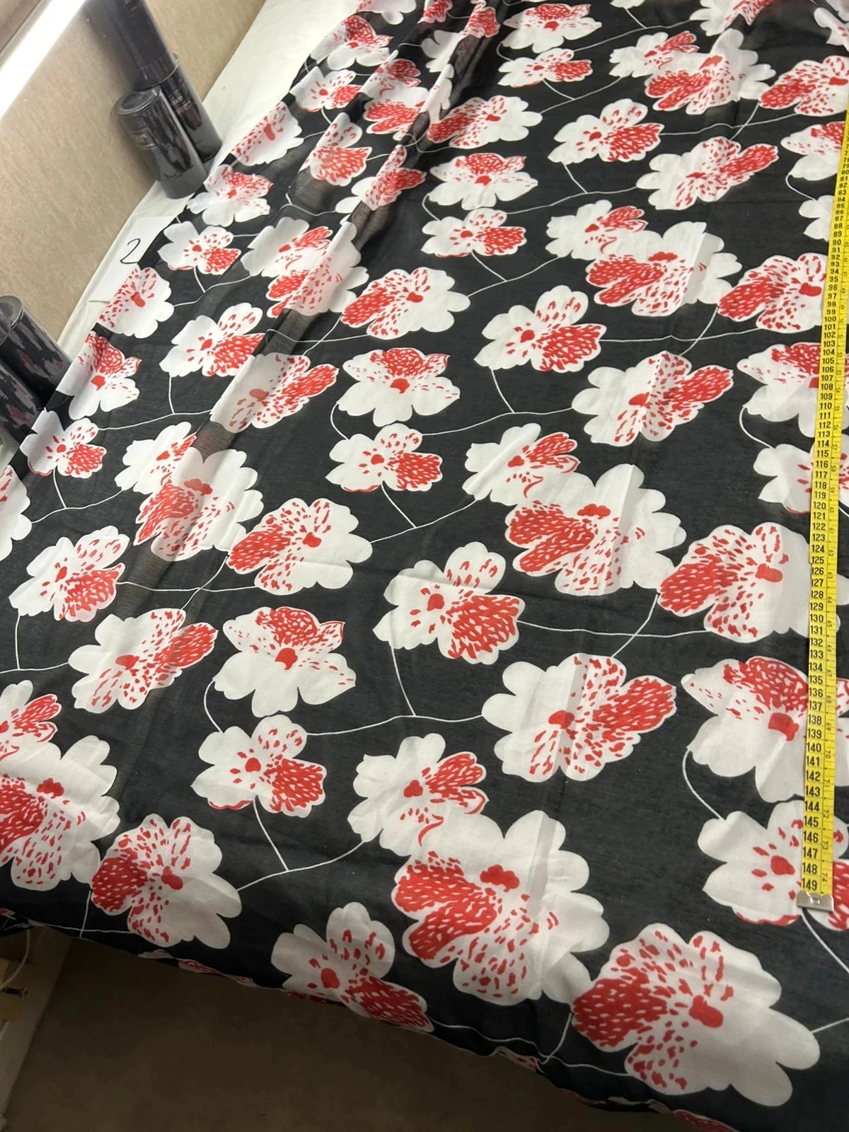 Vintage black plaid tablecloth with floral patterns – photo 4